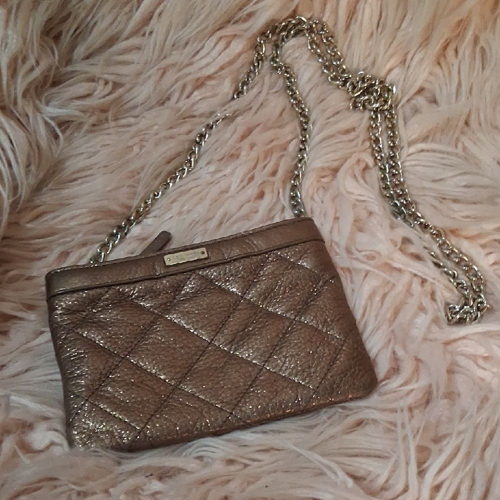 Kate Spade Bronze Quilted Chain Strap Crossbody Bag